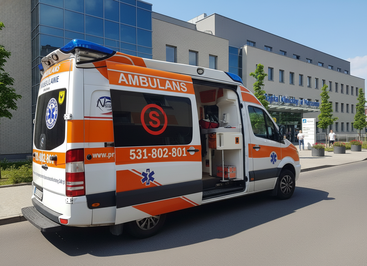 Ambulans Nona Med gotowy do transportu w Grójcu